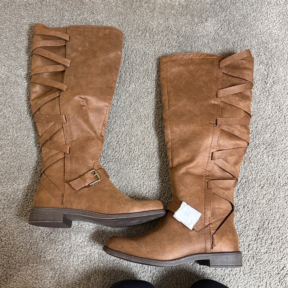 JustFab Tan Over the Knee Boots